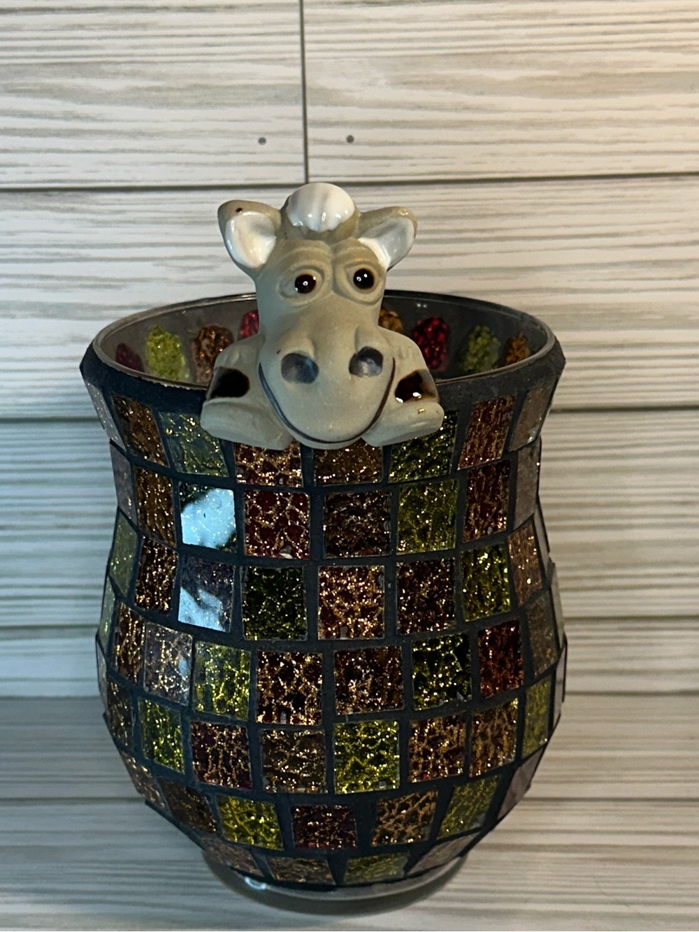 Ceramic Plant Sitter Decorative Giraffe Hanging Figurine With Glazed Features